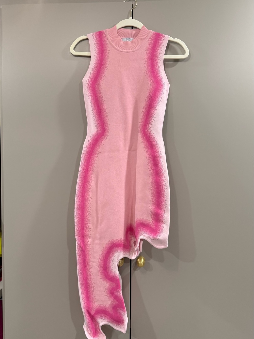 PH5 Wavy Pink Gradient Asymmetrical Sleeveless Dress